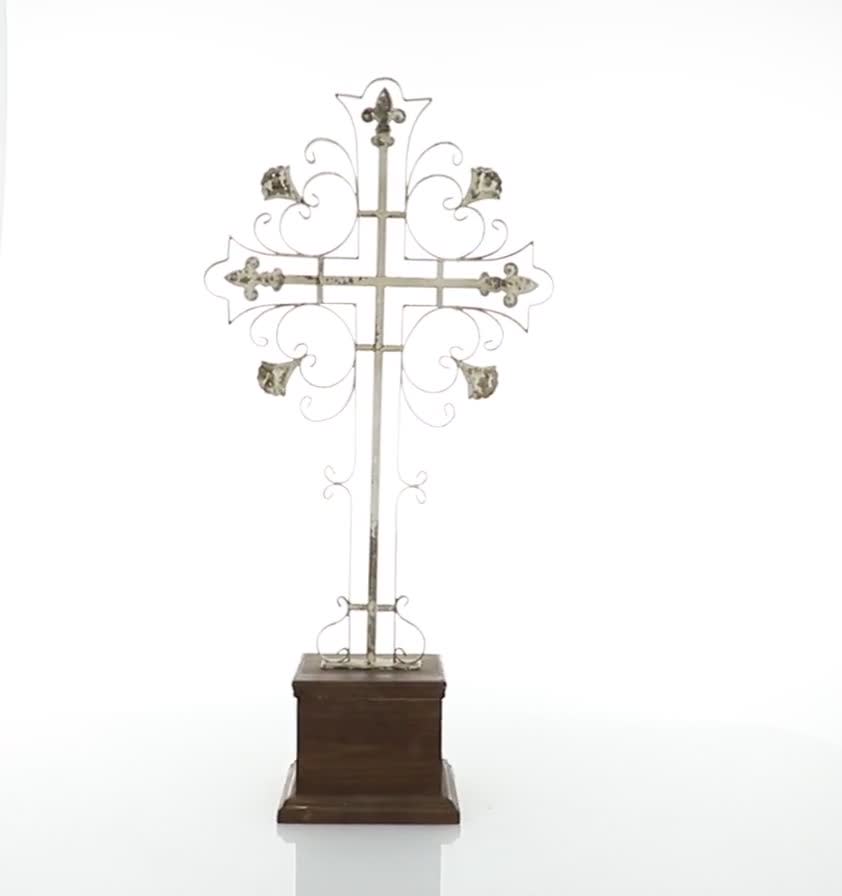 thumbnail video image 2 of DecMode 7"W, 30"H Metal French Country Sculpture, White, 1-Piece, 2 of 9