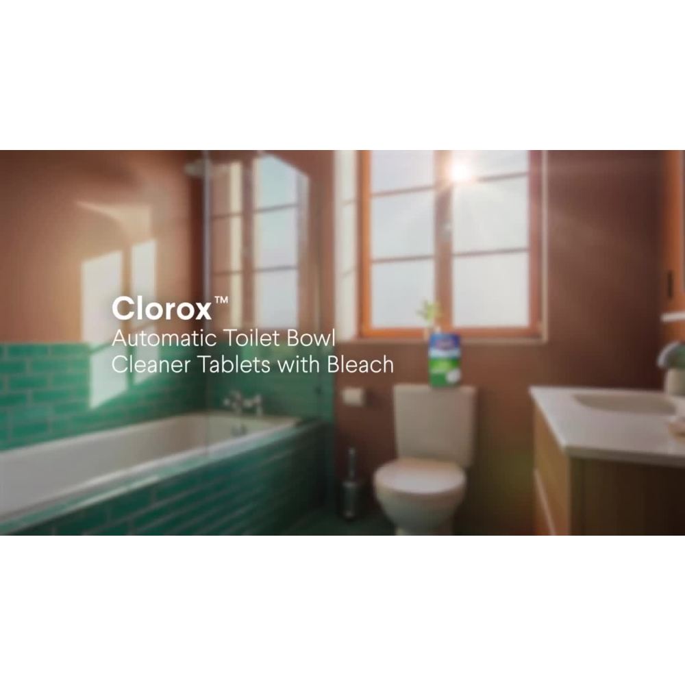thumbnail video image 2 of Clorox Bleach Automatic Toilet Bowl Cleaner Tablets, 4 Pack, 2 of 10