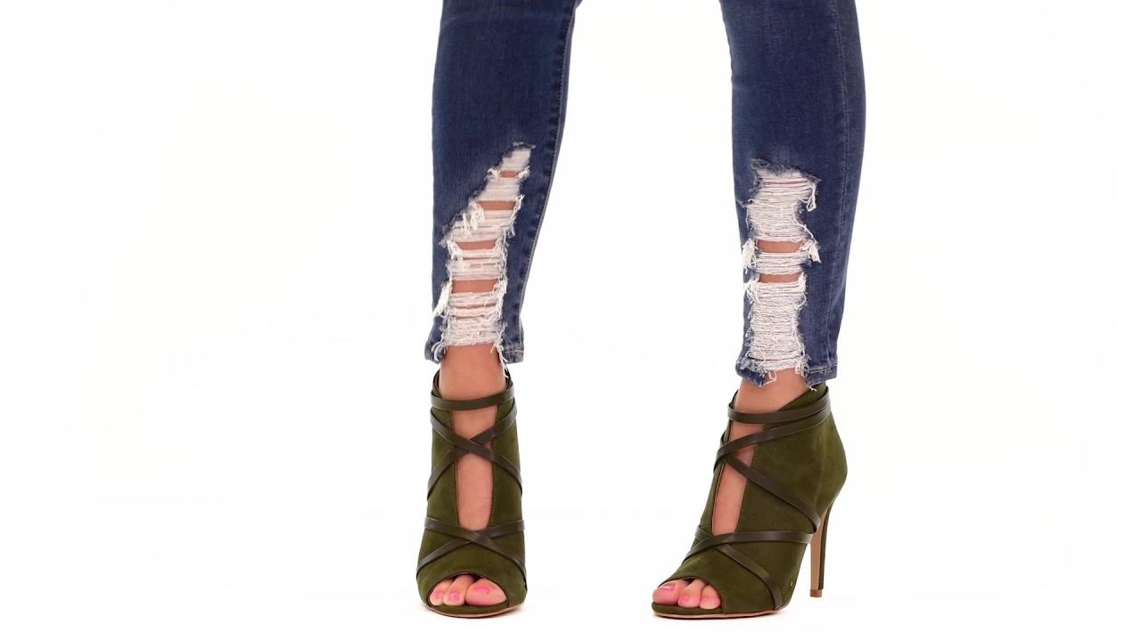 thumbnail video image 2 of Journee Womens Samara Back Heel Zip Peep Toe Stiletto Booties, Widths Available, 2 of 10