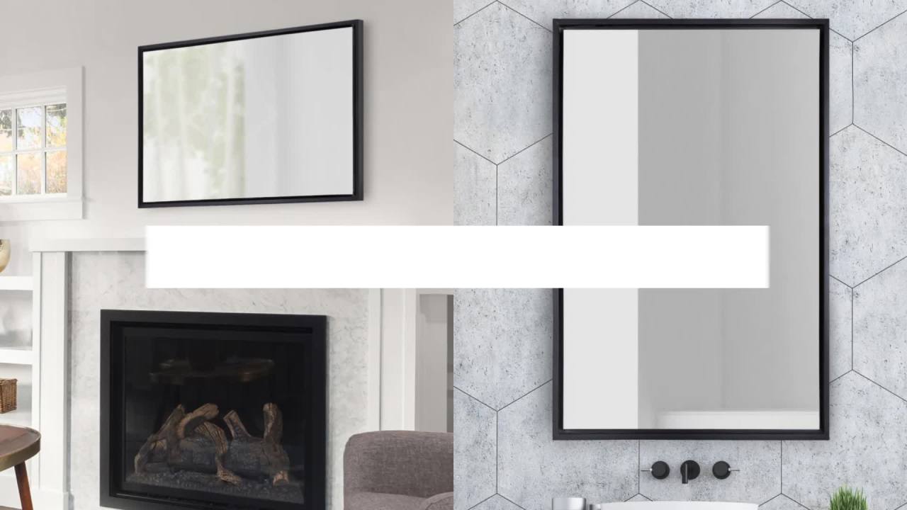 thumbnail video image 2 of Kate and Laurel Evans Modern Wall Mirror, 18" x 24", Black, Contemporary Chic Accent Mirror, 2 of 7
