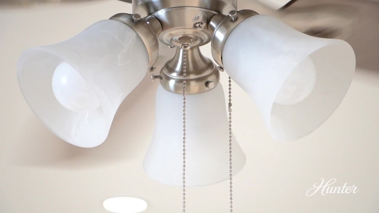 thumbnail video image 2 of Hunter 52 inch Indoor Ceiling Fan No Light with Pull Chain - Ceiling Fan without Light, Standard Mount, 5 Blades, For Bedroom, Living Room, or Kitchen - Builder Elite 53241, Brushed Nickel, 2 of 15