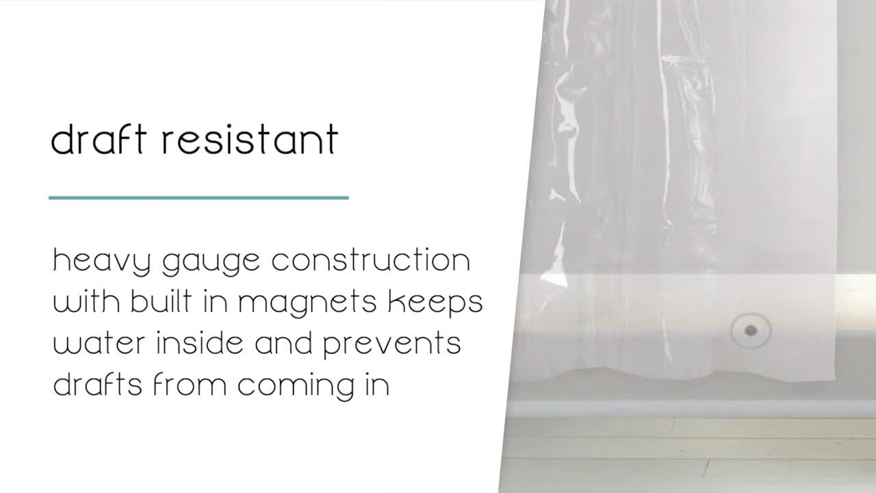 thumbnail video image 2 of Zenna Home Clear 8-Gauge Solid Print Heavyweight EVA Stall Shower Liner, 54" x 78", 2 of 6