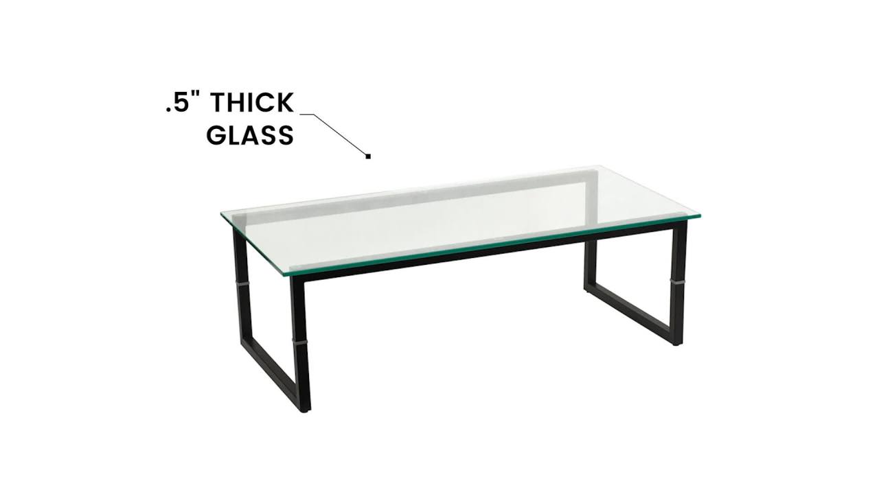 thumbnail video image 2 of Flash Furniture Hobbs Glass Coffee Table, 2 of 6