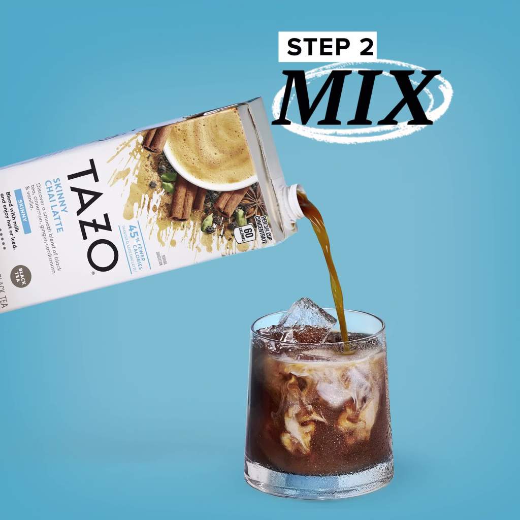 thumbnail video image 2 of TAZO Skinny Chai Latte, Black Tea Concentrate, Hot or Iced Tea, 32 oz Carton, 2 of 9