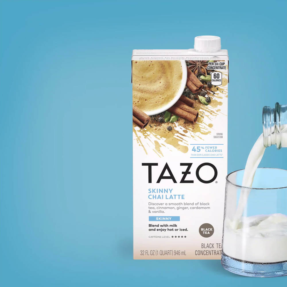 TAZO Organic Chai Latte, Black Tea Concentrate, Easy to Serve Chai Tea for Everyday Lattes, Hot