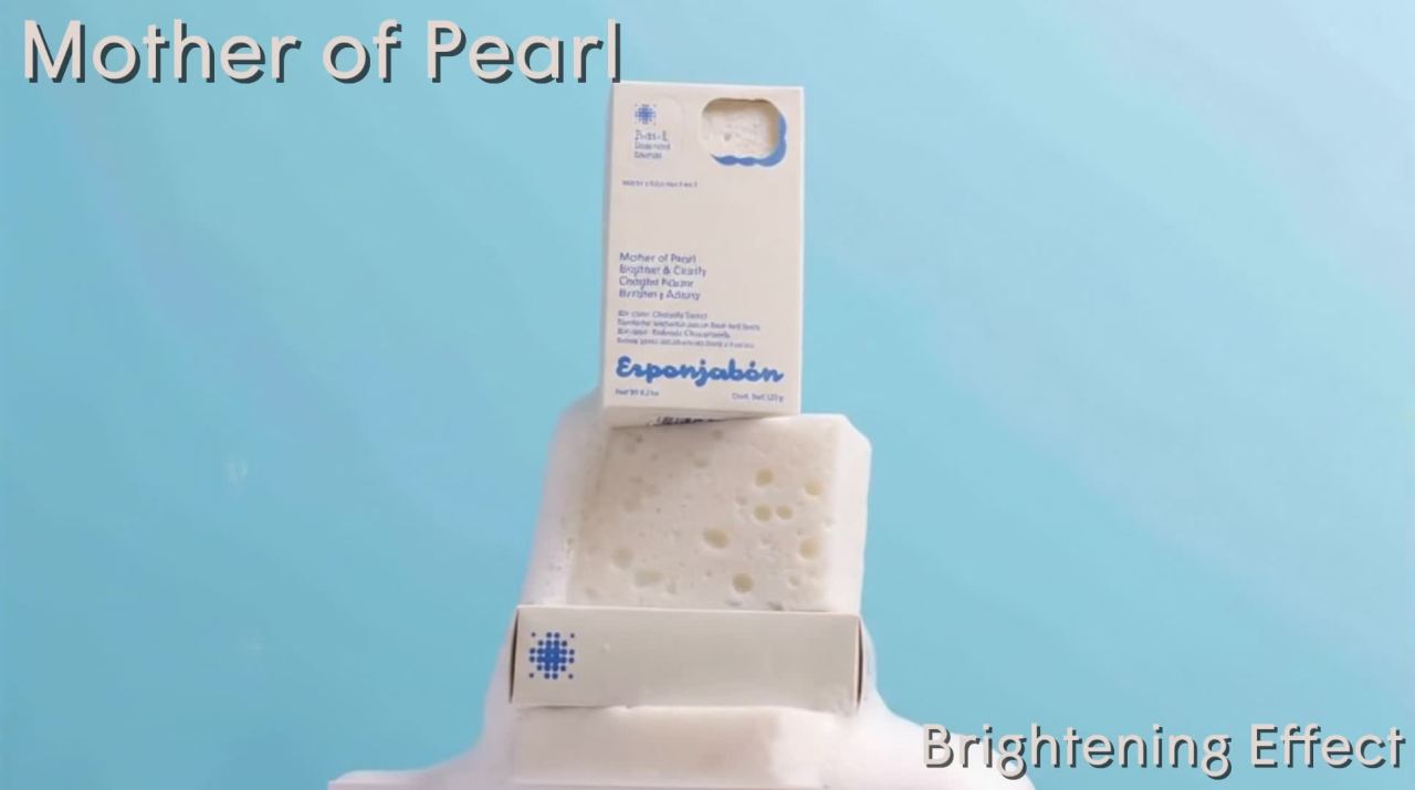 thumbnail video image 2 of Esponjabon Mother of Pearl Soap Sponge - Brightening Effect 2-in-1 Soap Sponge – For Face and Body - 4.2 oz, 2 of 8