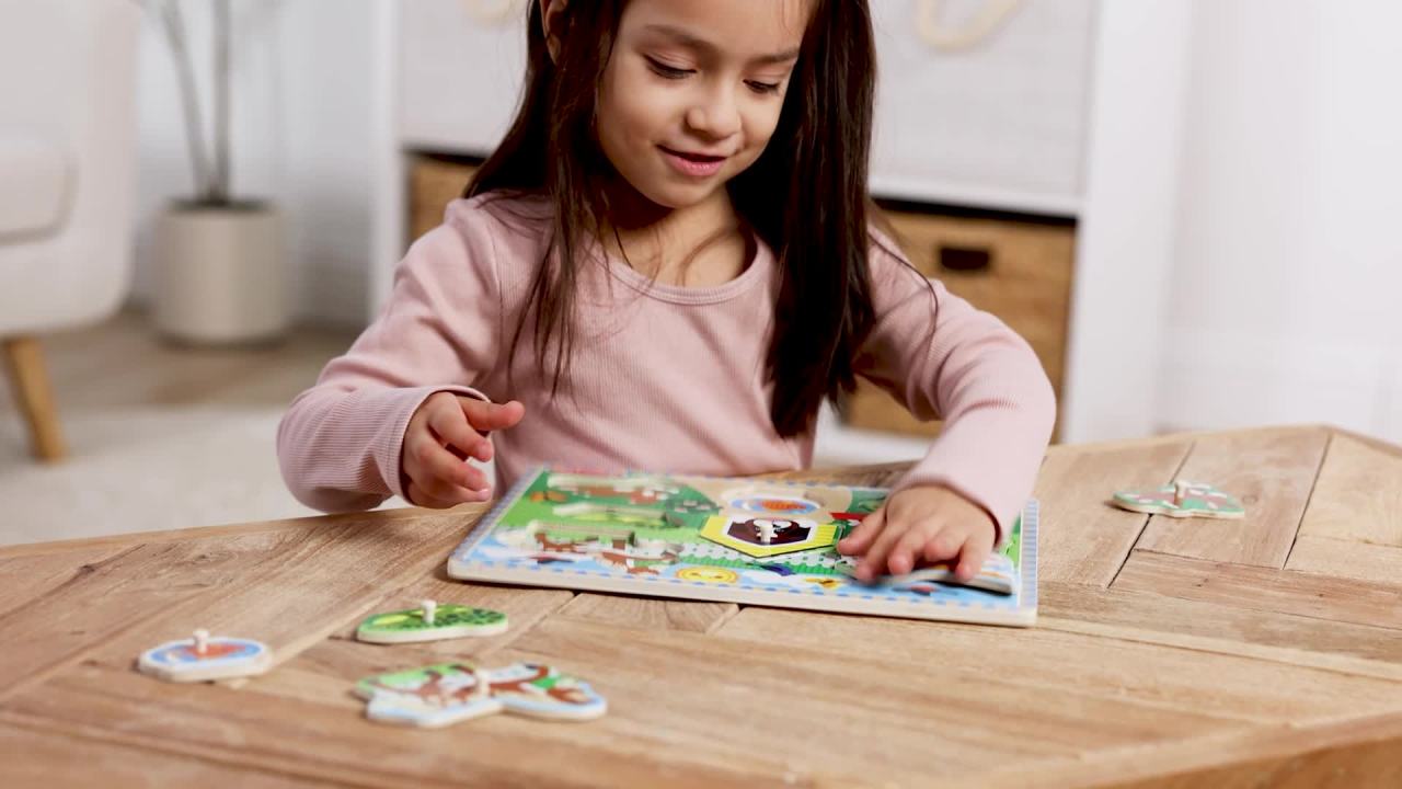 thumbnail video image 2 of Melissa & Doug Pets Wooden Peg Puzzle (8 pcs), 2 of 10