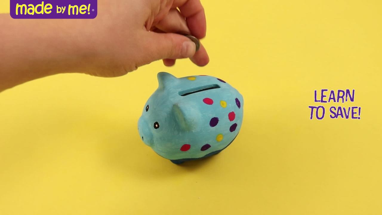 thumbnail video image 3 of Made By Me Paint Your Own Piggy Bank, 3 of 7