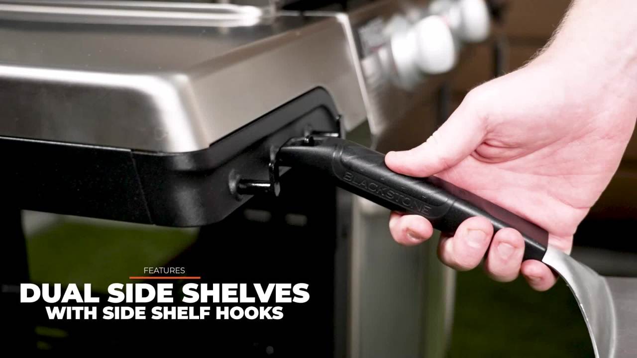 thumbnail video image 2 of Blackstone ProSeries Outdoor Griddle, 2-Burner 22" Propane Flat Top Grill with Side Shelves, Stainless Steel, 2 of 17
