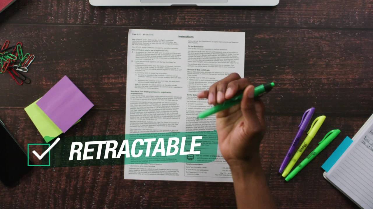 thumbnail video image 2 of Sharpie Tank Style Highlighters, Chisel Tip, Fluorescent Yellow, Box of 36, 2 of 7