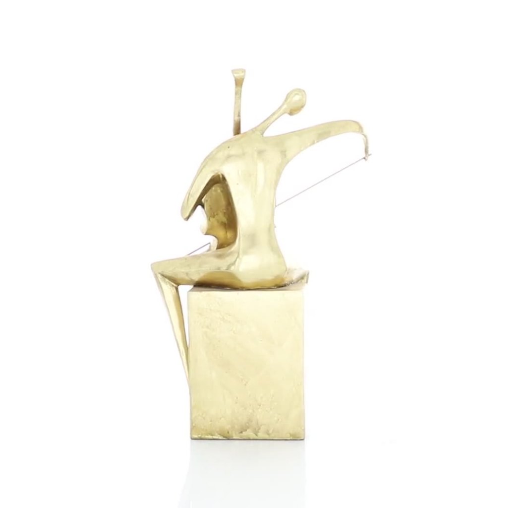 thumbnail video image 2 of 12" x 17" Gold Polystone Musician Sculpture, by DecMode, 2 of 9