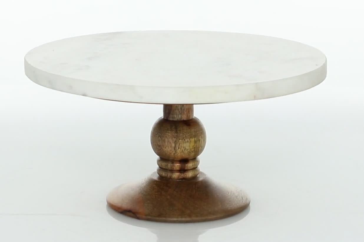 thumbnail video image 2 of DecMode 12" x 6" White Mango Wood Decorative Stand with Wood Base, 1-Piece, 2 of 7