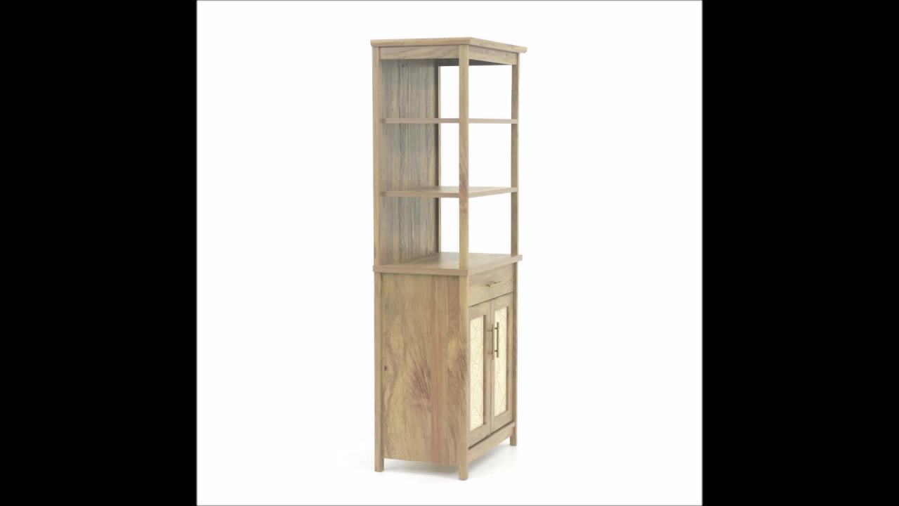 thumbnail video image 2 of Sauder Coral Cape Library Bookcase With Doors, Sindoori Mango Finish, 2 of 12