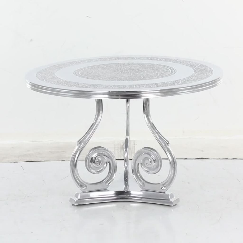 thumbnail video image 2 of DecMode 31"W, 21"H Aluminum Traditional Coffee Table, Silver, 1-Piece, 2 of 12