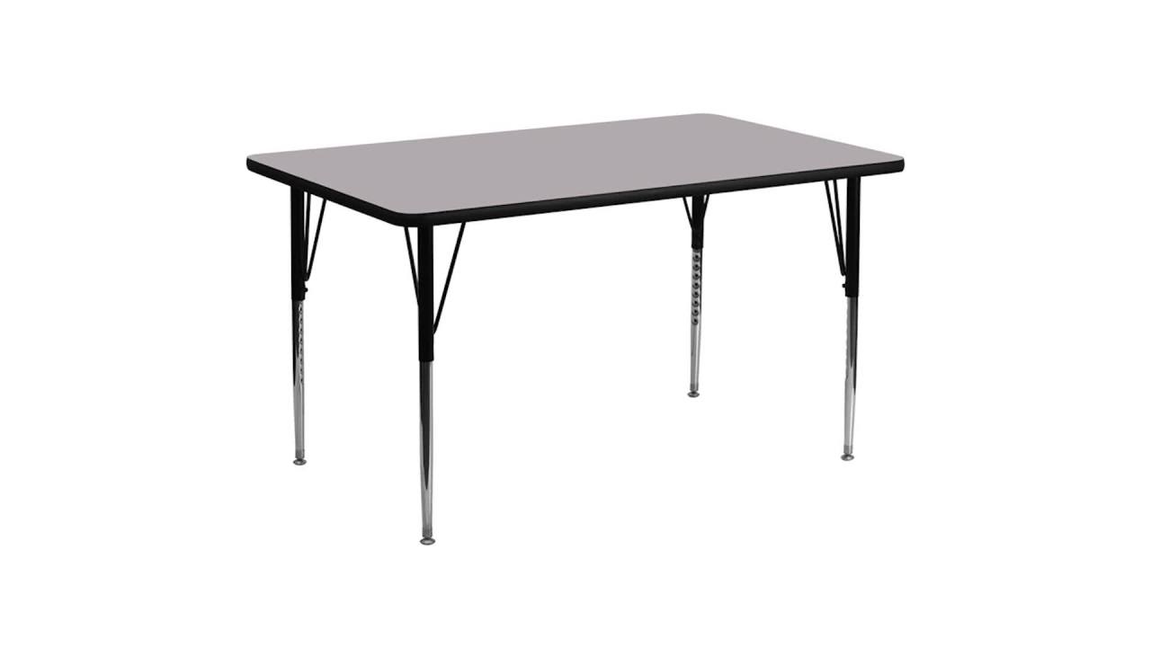thumbnail video image 2 of Flash Furniture 30''W x 72''L Rectangular Grey Thermal Laminate Activity Table - Standard Height Adjustable Legs, 2 of 7
