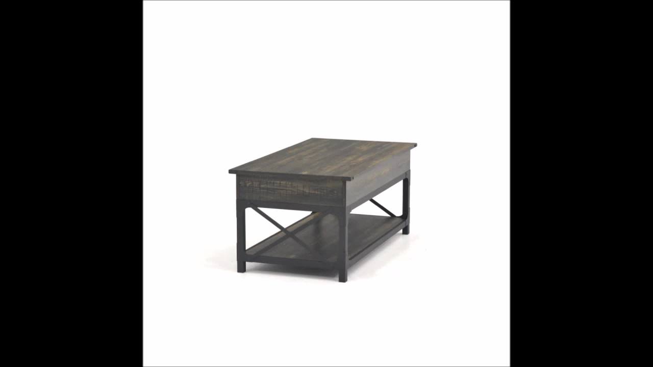 thumbnail video image 2 of Sauder Steel River Engineered Wood Lift-Top Coffee Table in Carbon Oak/Black, 2 of 11