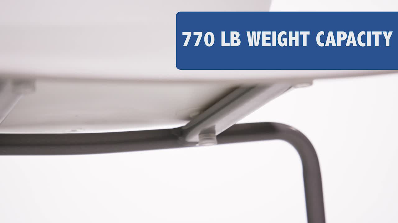 thumbnail video image 2 of Flash Furniture HERCULES Series 770 lb. Capacity White Stack Chair with Lumbar Support and Silver Frame, 2 of 13