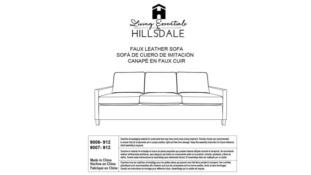 Hillsdale Jianna Faux Leather Sofa, Black - image 2 of 12