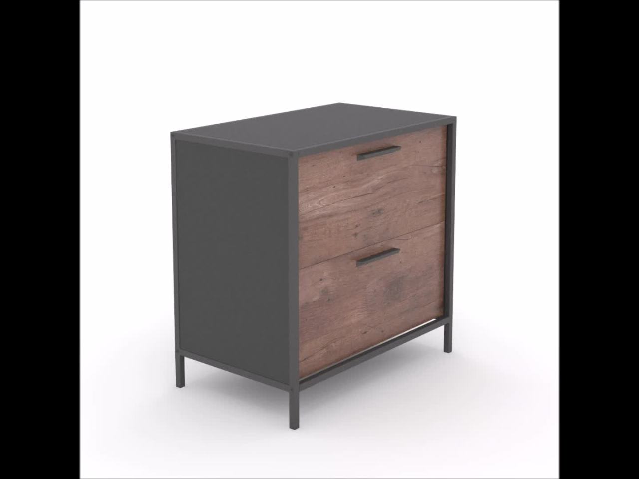 thumbnail video image 2 of Sauder Boulevard Cafe Industrial 2-Drawer Lateral File Cabinet, Black Finish, 2 of 15