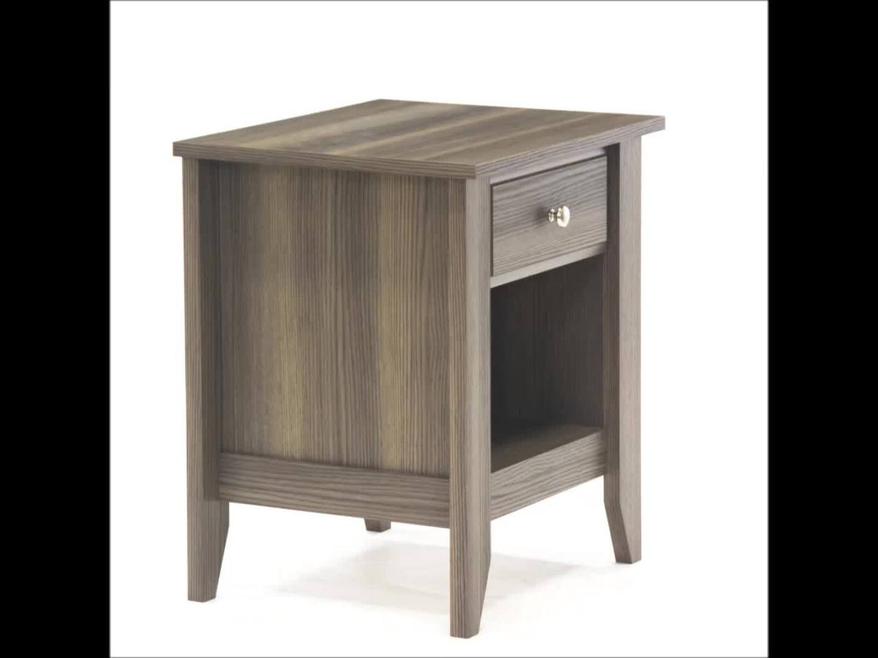 thumbnail video image 2 of Sauder Shoal Creek Nightstand with Drawer & Storage Shelf, Diamond Ash Finish, 2 of 8