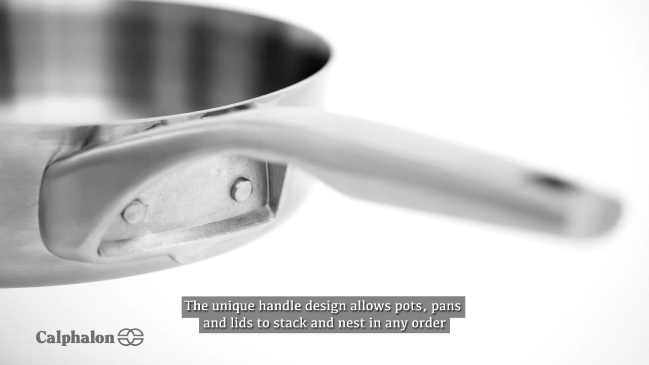 thumbnail video image 2 of Calphalon Premier Space-Saving Stainless Steel Pots and Pans, 10-Piece Cookware Set, 2 of 9