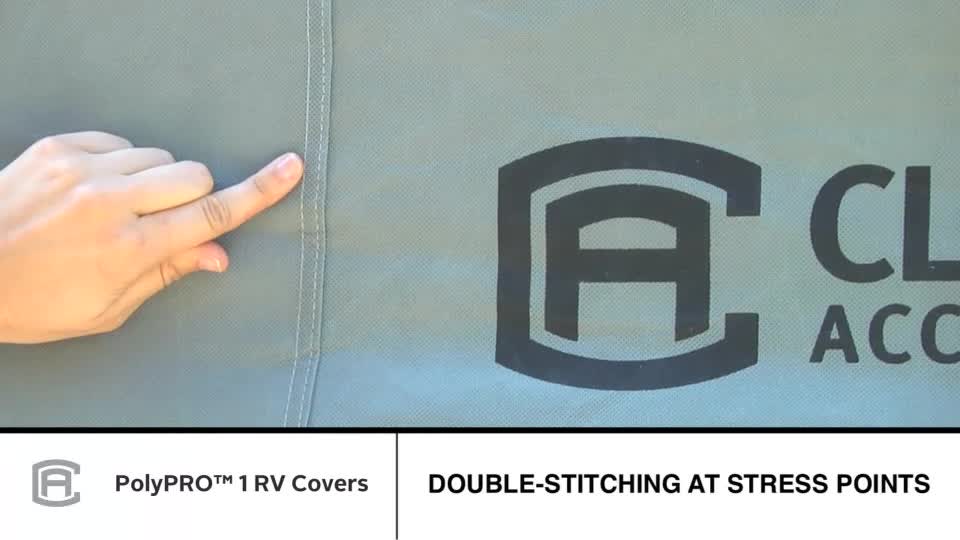 thumbnail video image 2 of Classic Accessories OverDrive PolyPRO 1 Class A RV Cover, Fits 20' - 40' RVs - Breathable and Water Repellant RV Cover, 2 of 7