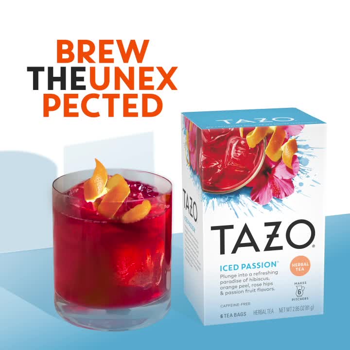 thumbnail video image 2 of TAZO Passion Pitcher Iced Tea Bags Herbal Tea, Tea Bags 6 Ct, 2 of 8