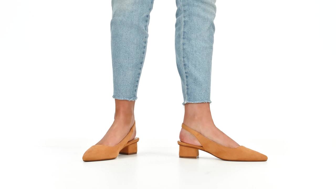 thumbnail video image 2 of Journee Womens Sylvia Sling Back Covered Block Heel Pumps, Widths Available, 2 of 9