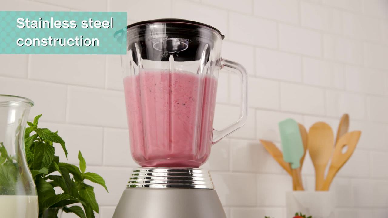 thumbnail video image 2 of West Bend Retro-Style 2-Speed Blender with Pulse Function and BPA-Free Glass Jar, 48oz. Capacity, in Gray (BLWBRTGR13), 2 of 12