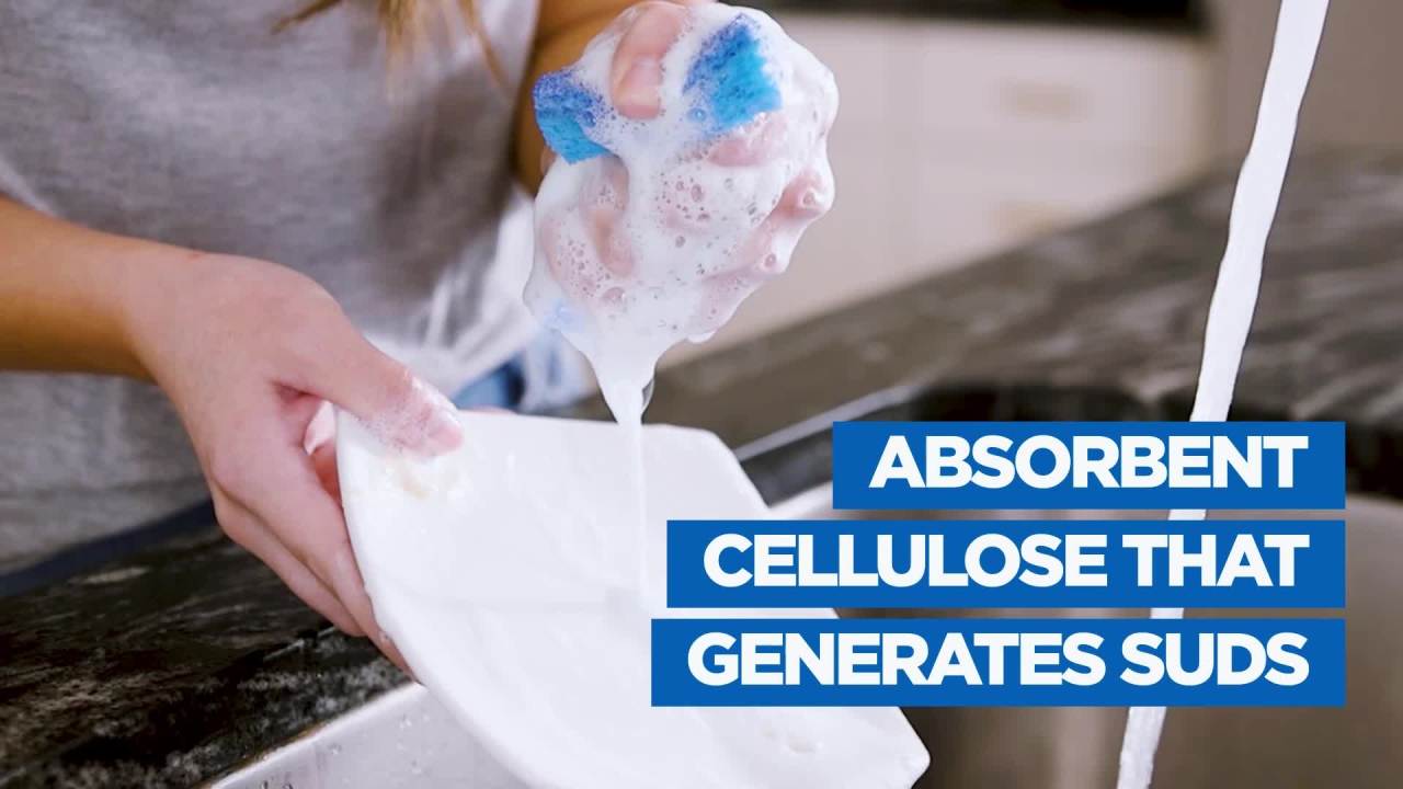 thumbnail video image 2 of Dawn Non-Scratch Kitchen Dish Sponges, Blue (Pack of 9), 2 of 7