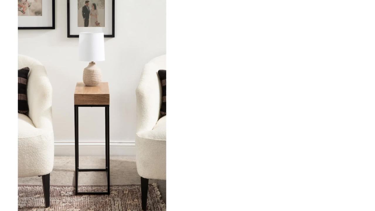 thumbnail video image 2 of Kate and Laurel Karlsen Modern Wood and Metal Narrow Side Table, 16 x 8 x 24, Black, Minimal Slim End Table for Use as Bedroom Nightstand or Accent Entryway Table, 2 of 10
