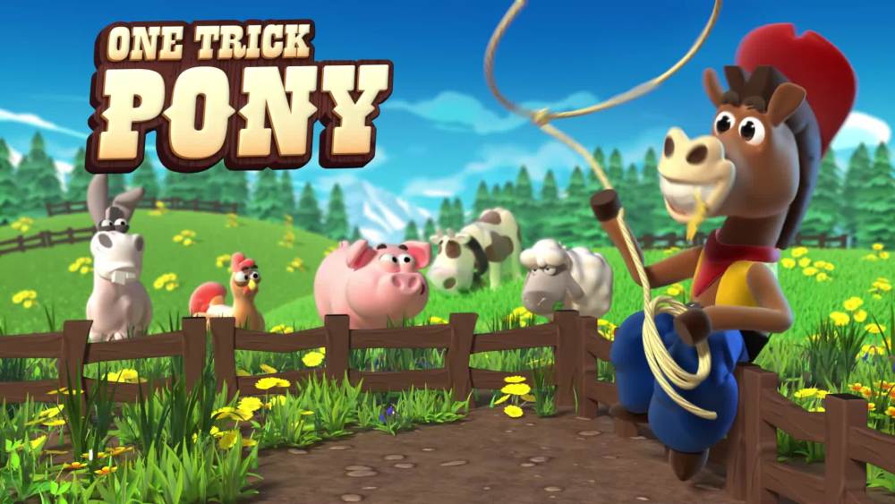Goliath One Trick Pony Game Round up Animals before Cowboy's Spinning