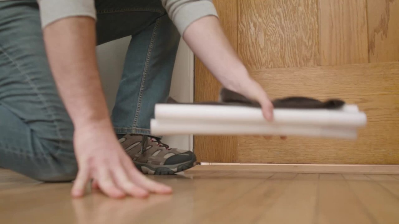 thumbnail video image 2 of Duck Brand Dark Gray Foam Double Draft Door Seal, 2 pack, 2 of 12