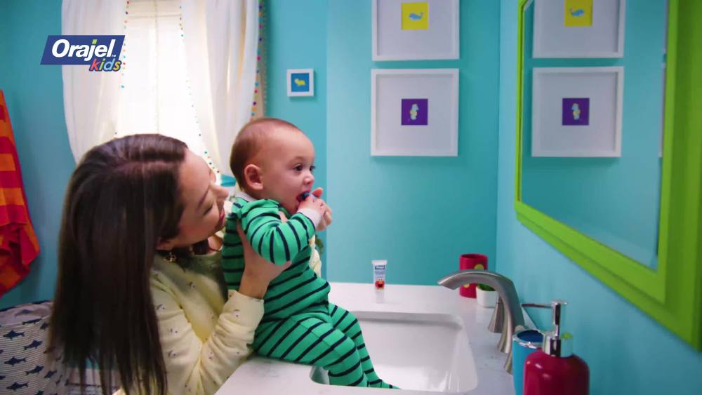 thumbnail video image 2 of Orajel Baby Elmo Tooth & Gum Cleanser Fluoride-Free, 1 Finger brush, 1 Toothpaste 1oz; #1 Pediatrician Recommended Fluoride-Free Toothpaste*, 2 of 10