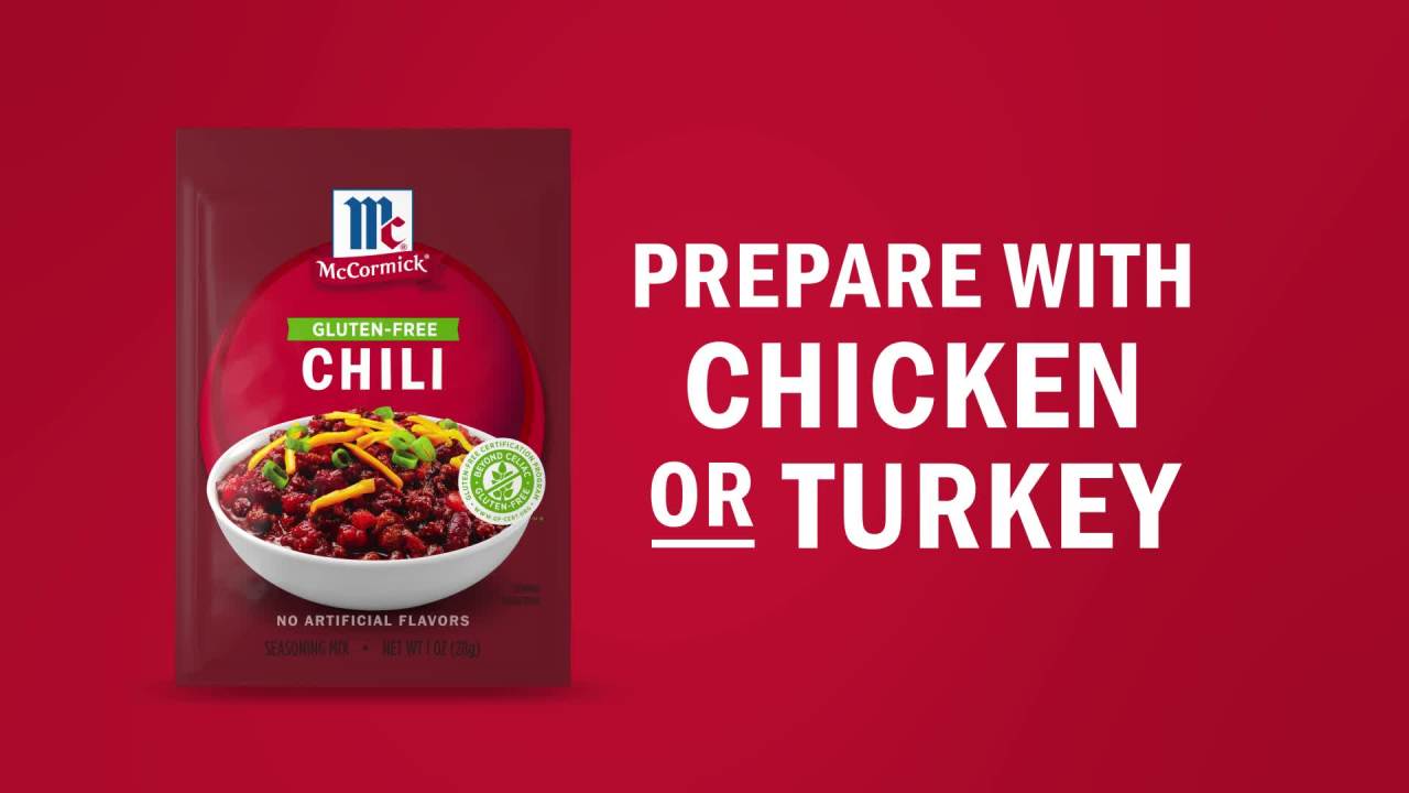 thumbnail video image 2 of McCormick Gluten Free Gluten Free Chili Seasoning Mix, 1.0 oz Packet, 2 of 21
