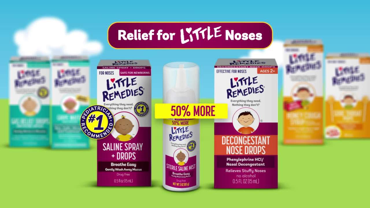 thumbnail video image 2 of Little Remedies Saline Spray and Drops, Safe for Newborns, Gently Wash Away Mucus from Cold, 1 fl oz, 2 of 10
