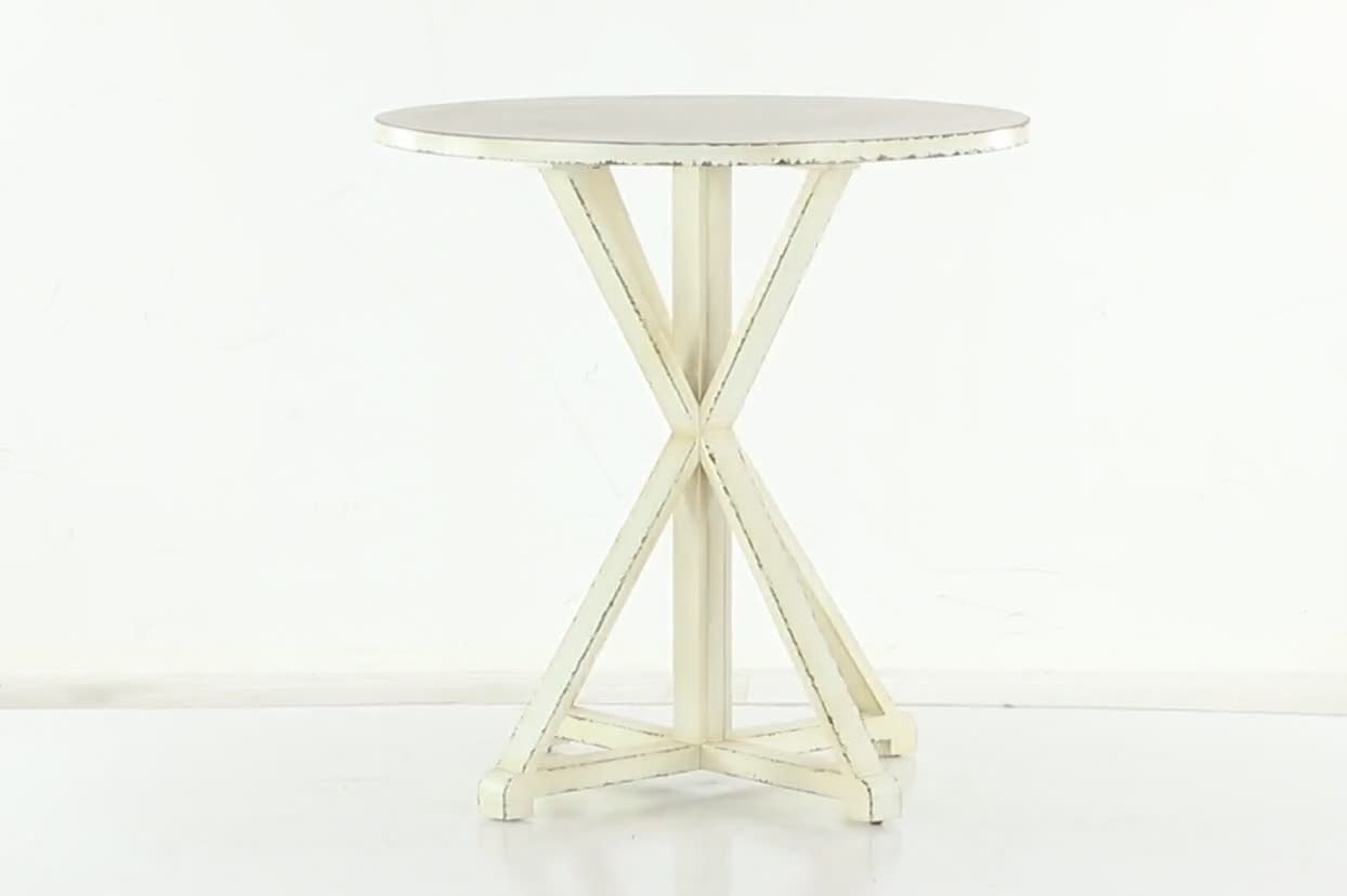 thumbnail video image 2 of DecMode 29" x 31" White Wood Accent Table with X Shaped Legs, 1-Piece, 2 of 10
