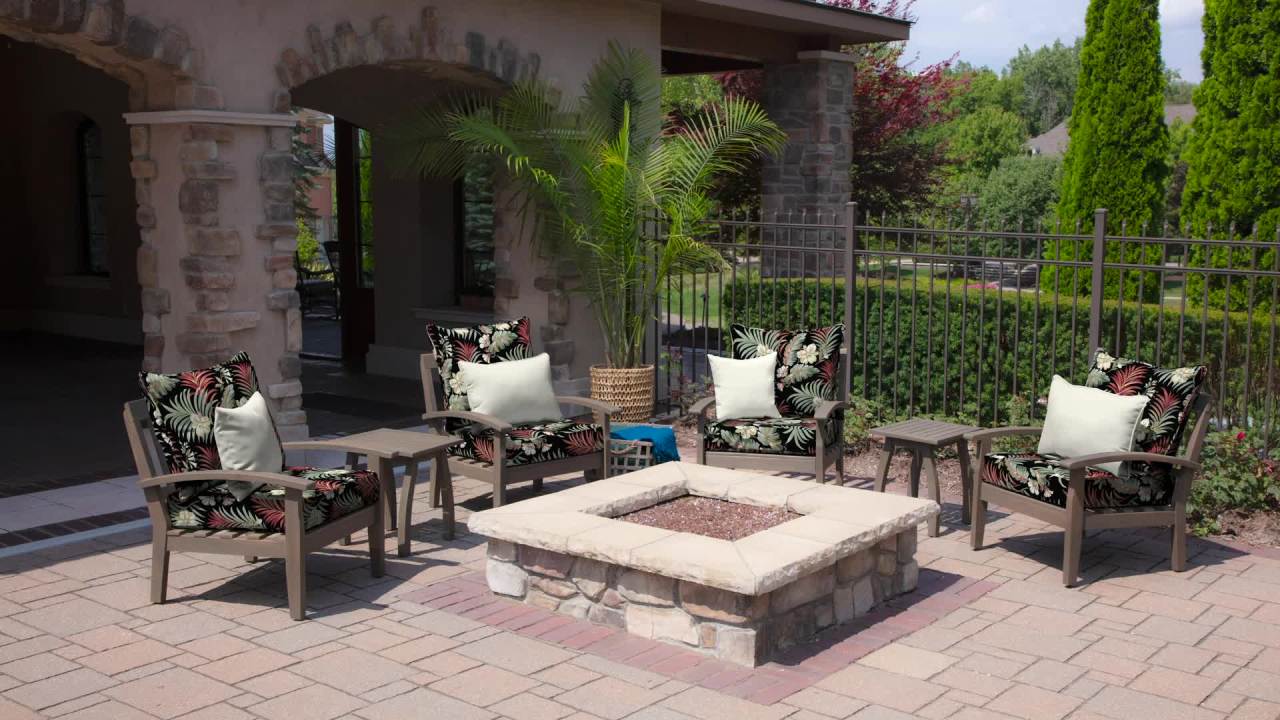 thumbnail video image 2 of ARDEN Outdoor Dining Chair Cushion, 21 x 21, Water Repellent, Fade Resistant 21 x 21, Simone Black Tropical, 2 of 13