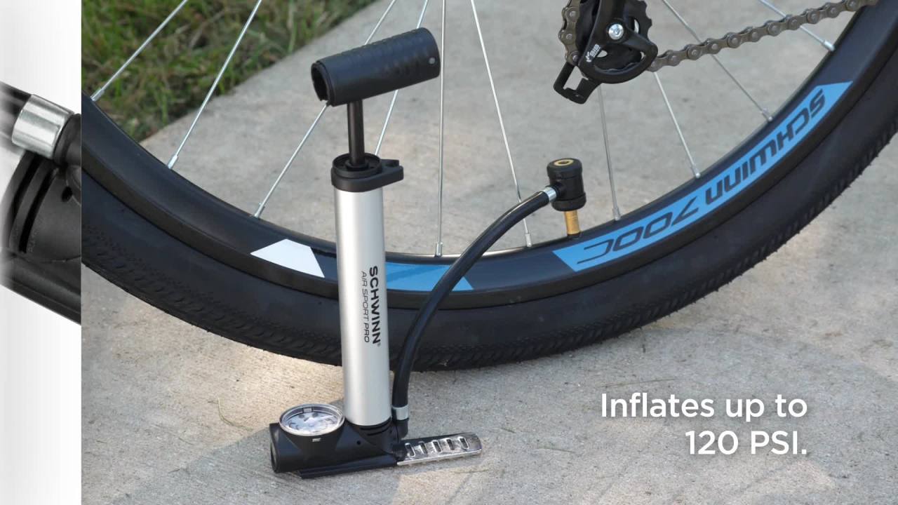 thumbnail video image 2 of Schwinn Airsport Pro Frame Pump, 120 PSI, Schrader and Presta valves, 2 of 5