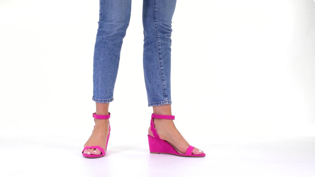 thumbnail video image 2 of Journee Womens Loucia Buckle Ankle Strap Wedge Sandals, 2 of 10