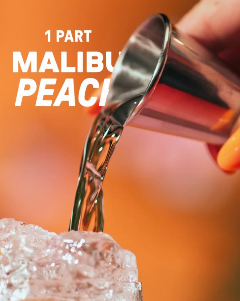 thumbnail video image 2 of Malibu White Rum with Peach Liqueur, 750 ml Bottle, 21% ABV, 2 of 10