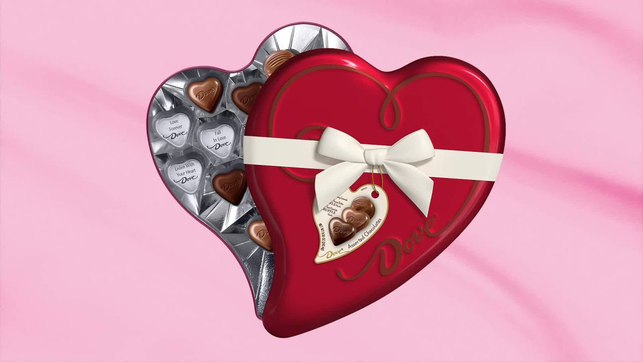 thumbnail video image 2 of Dove Assorted Chocolate Truffles Valentine's Day Candy Heart Tin - 8.55 oz Tin, 2 of 13