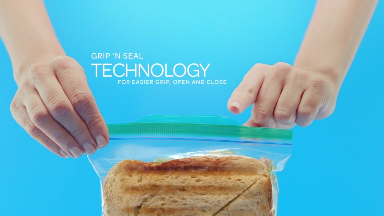 thumbnail video image 2 of Ziploc Brand Sandwich Bags with Grip 'n Seal Technology, 100 Count, 2 of 11