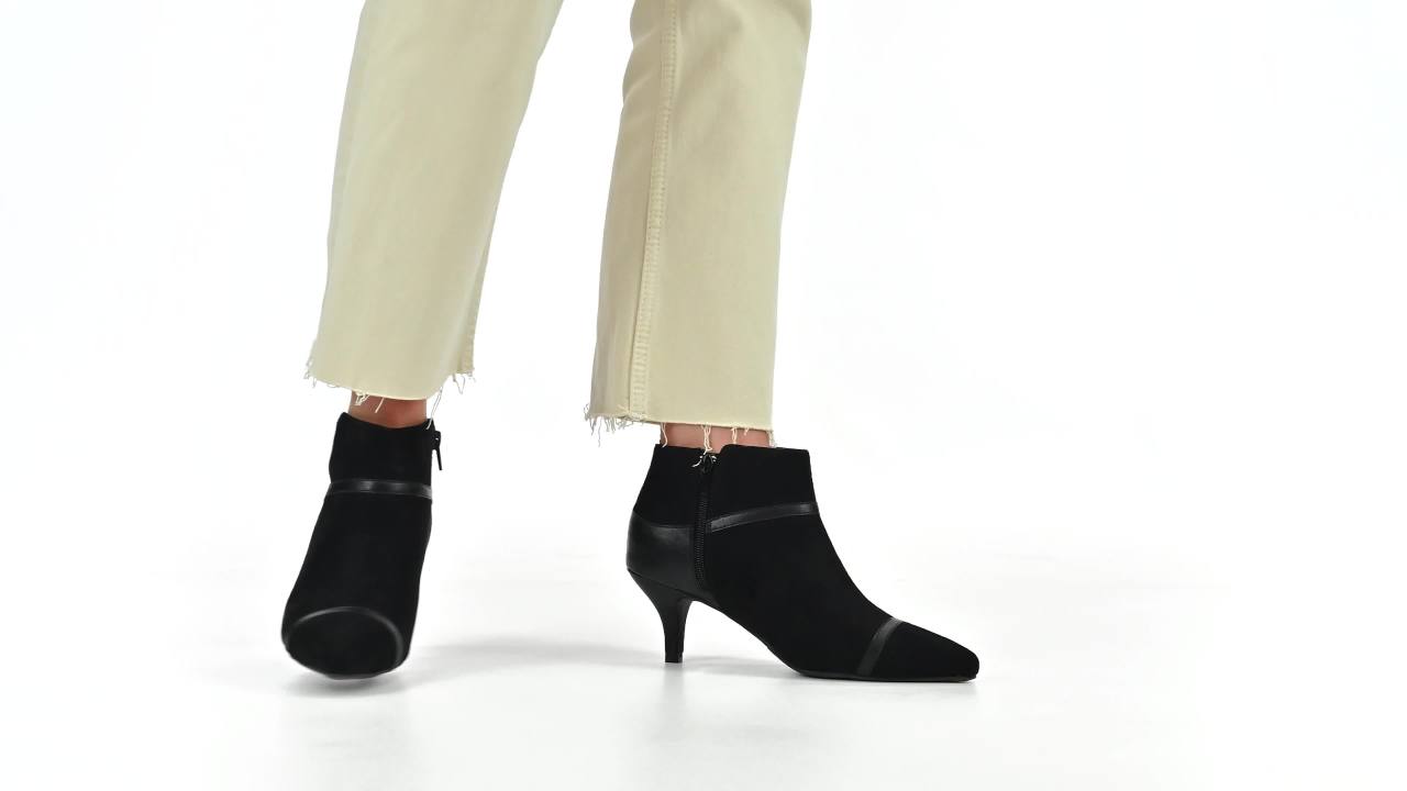 thumbnail video image 2 of Journee Womens Embrie Low Ankle Pointed Toe Booties, 2 of 10