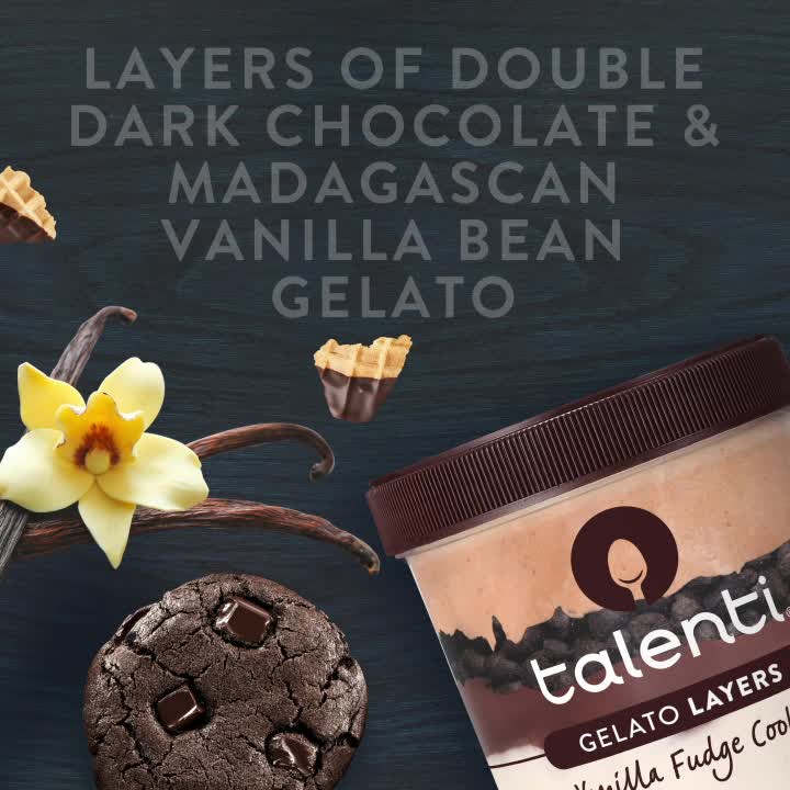thumbnail video image 2 of Talenti Gelato Layers Vanilla Fudge Cookie Frozen Desserts, 1 Pint, 2 of 13