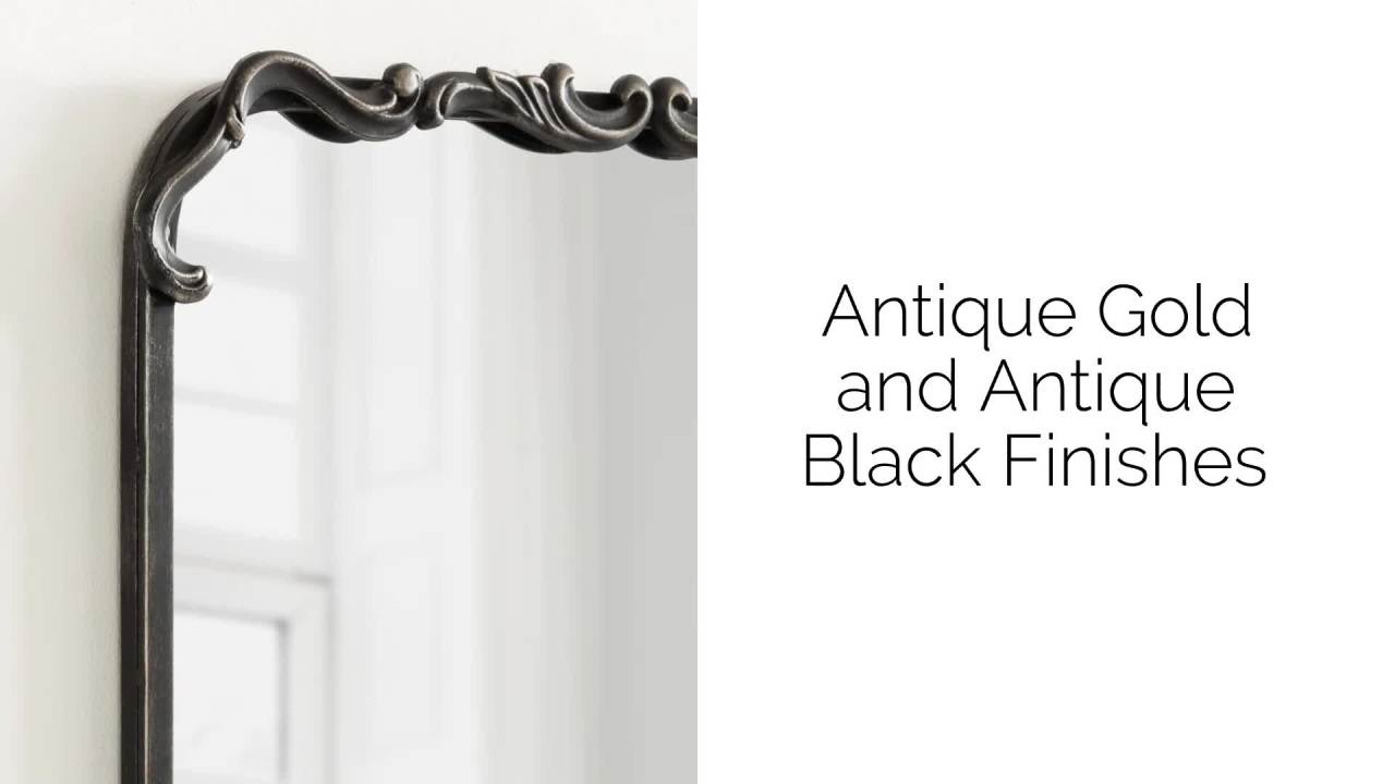 thumbnail video image 2 of Kate and Laurel Brazelton Traditional Rounded Rectangle Ornate Mirror, 20 x 27, Black, Ornamental Round Rectangular Classic Framed Wall Mirror for Bathroom Vanity Mirror or Fireplace Mantel Mirror, 2 of 9