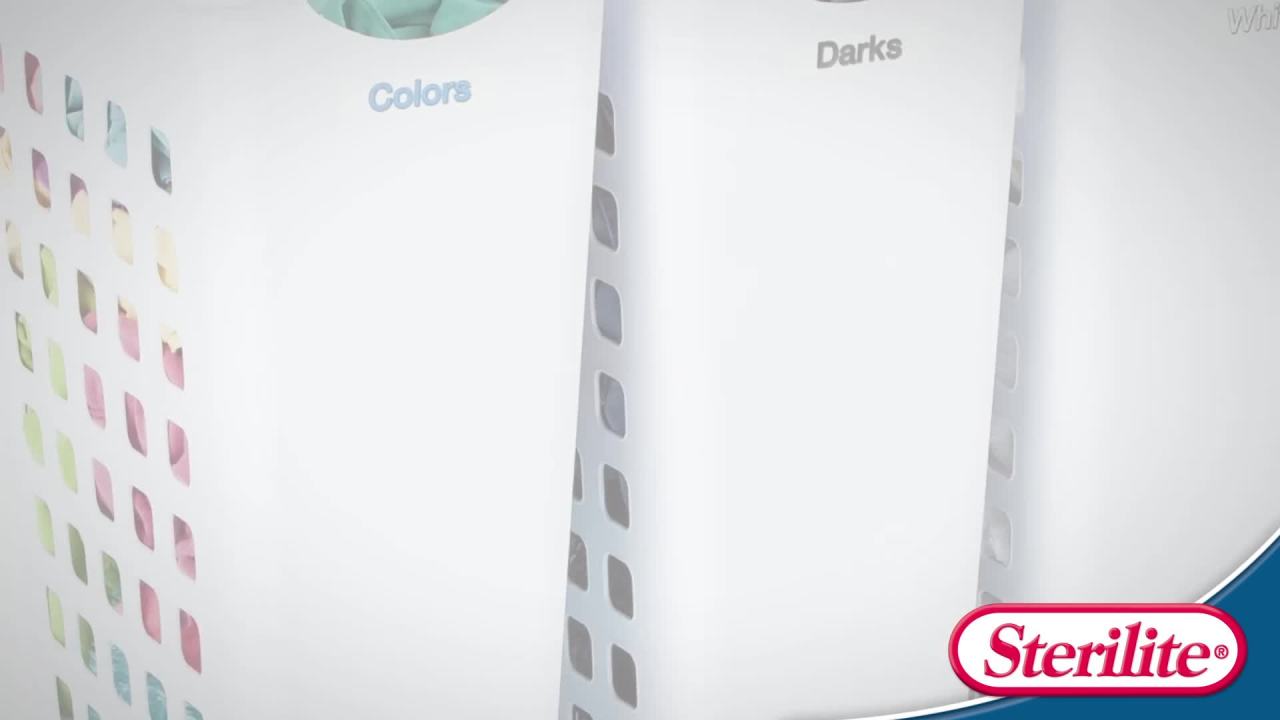 thumbnail video image 2 of Sterilite Sorting Laundry Hamper, 6 Pack, White, 2 of 8