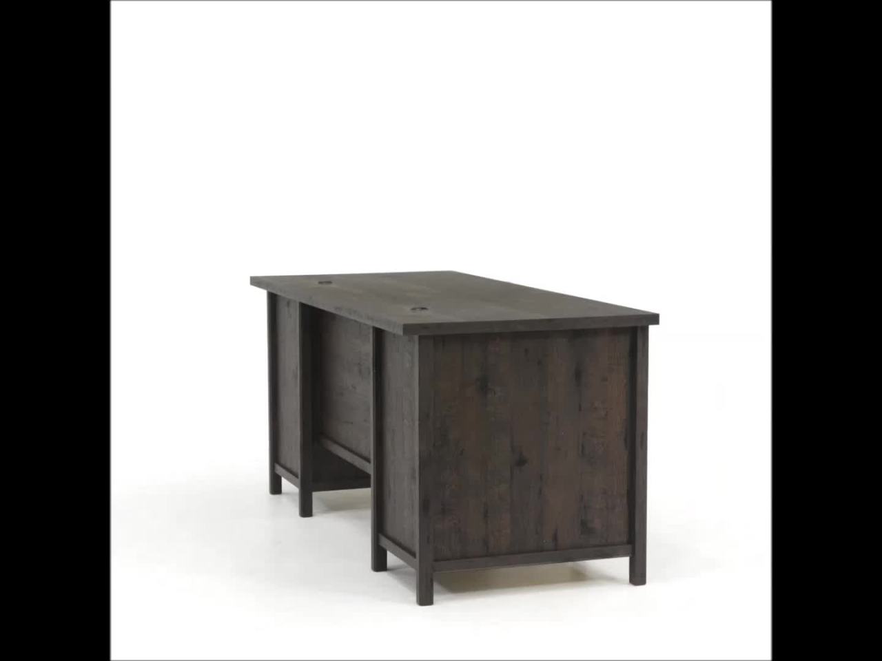 thumbnail video image 2 of Sauder Costa Executive Desk, Coffee Oak Finish, 2 of 14