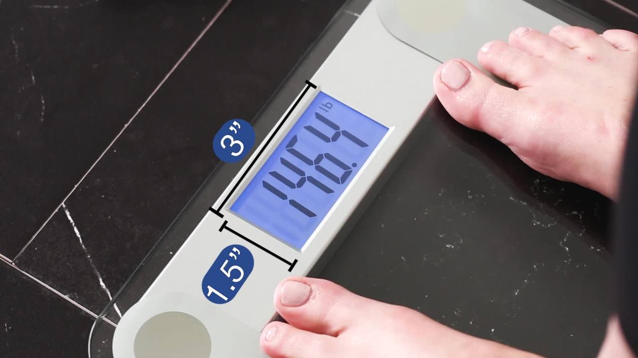 thumbnail video image 2 of EatSmart Digital 400Lb Capacity Glass Bathroom Scale with Silver Accents, 2 of 10