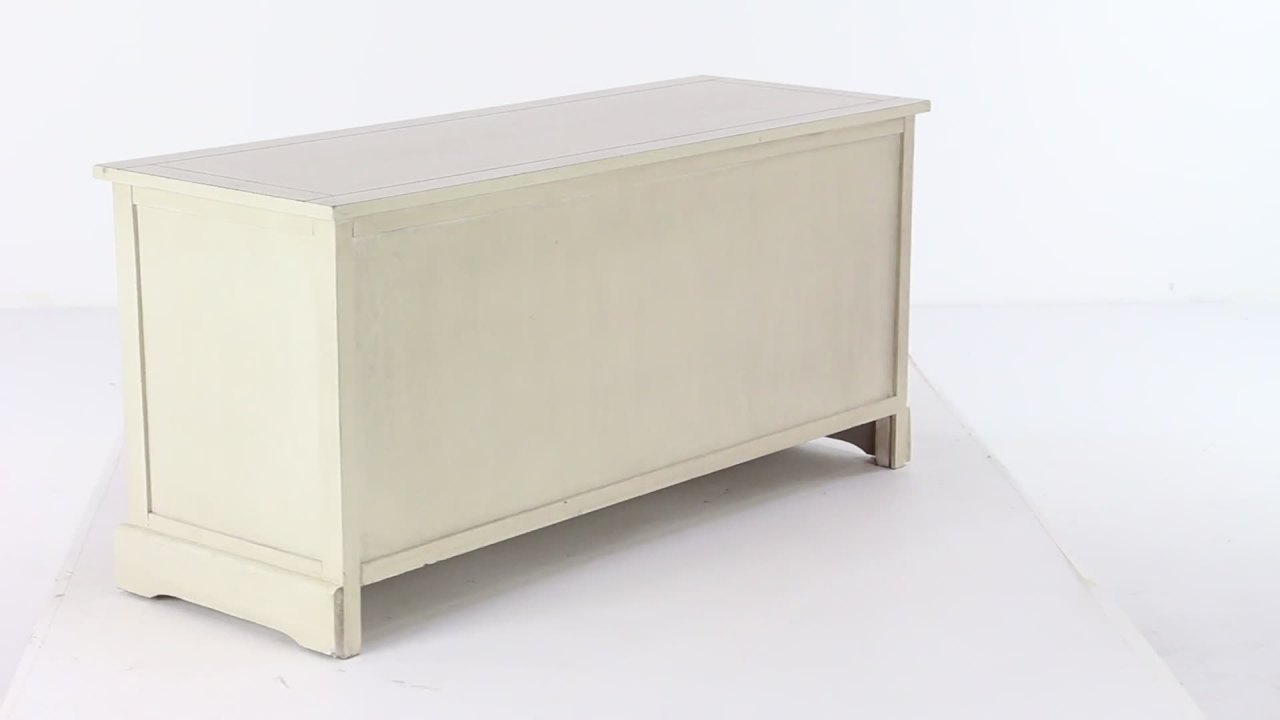 thumbnail video image 2 of DecMode 42" x 20" White Wood Traditional Storage Unit, 2 of 10